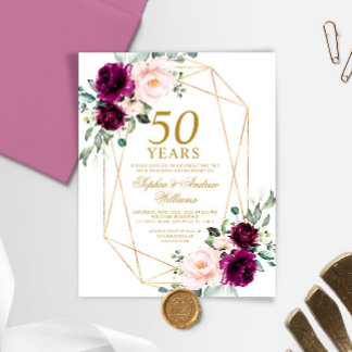 Papier Invitation de l'anniversaire du Mariage purple et