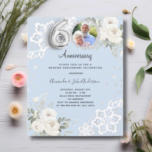 Papier Invitation de mariage 60 ans diamants bleus florau