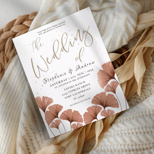Papier Invitation de mariage à feuillage en terre cuite à