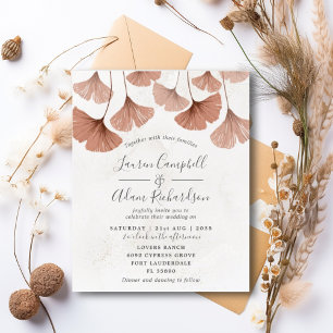 Papier Invitation de mariage à l'aquarelle terracotta bud