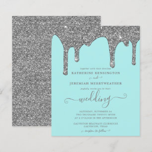 Papier Invitation de mariage à paillettes argentées et co