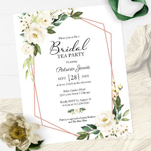Papier Invitation de mariage à thé floral blanc à petit b