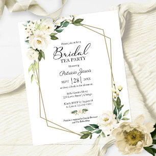 Papier Invitation de mariage à thé floral blanc à petit b