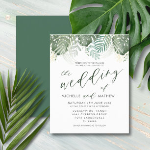 Papier Invitation de mariage aquarelle tropicale à petit