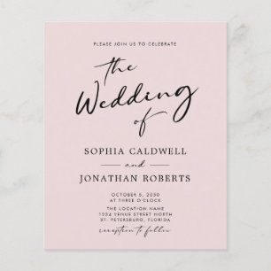Papier Invitation de mariage au blush calligraphié tout c