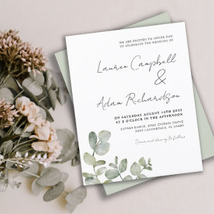 Papier Invitation de mariage au eucalyptus à l'aquarelle