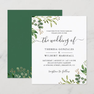 Papier Invitation de mariage au eucalyptus économique
