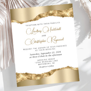 Papier Invitation de mariage avec carreaux de miroir doré