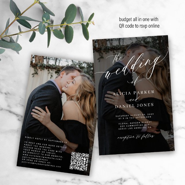 Papier Invitation de mariage avec QR CODE superposé sur u (Créateur téléchargé)