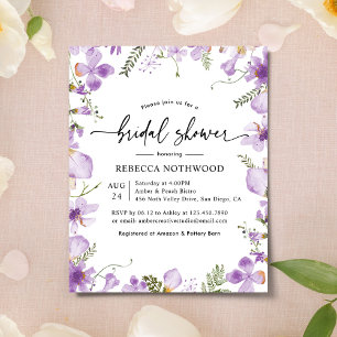 Papier Invitation de mariage bohème abordable lavande