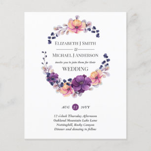 Papier Invitation de mariage Budget Gingembre Pourpre Aut