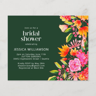Papier Invitation de mariage Budget Green Pink Floral Bri