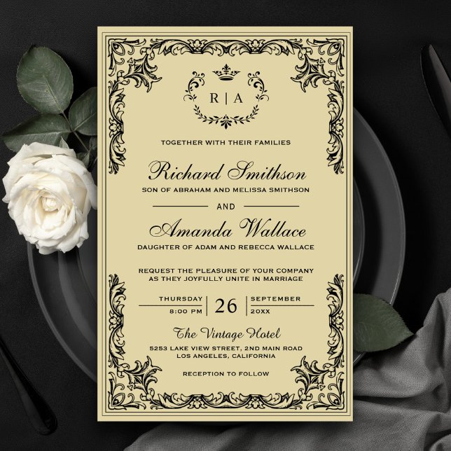 Papier Invitation de mariage budgétaire ornée de parchemi (Créateur téléchargé)
