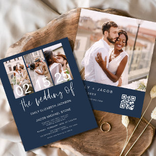 Papier Invitation de mariage calligraphiée avec code QR b