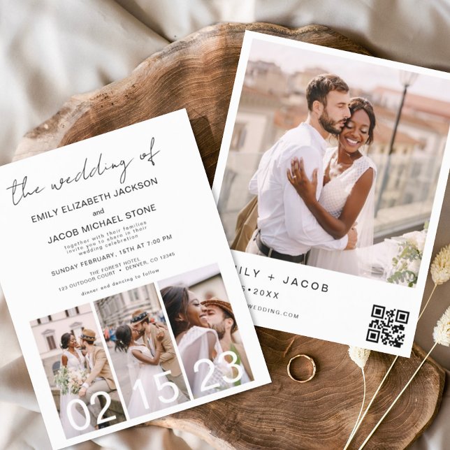 Papier Invitation de mariage calligraphiée avec code QR b (Créateur téléchargé)