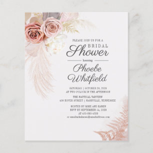 Papier Invitation de mariage champêtre Pampas Herbe Tan