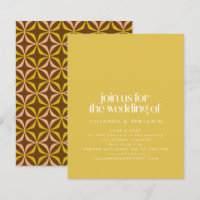 Invitation de mariage chic rétro jaune budget