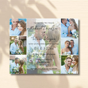 Papier invitation de mariage collage de 7 photos écriture