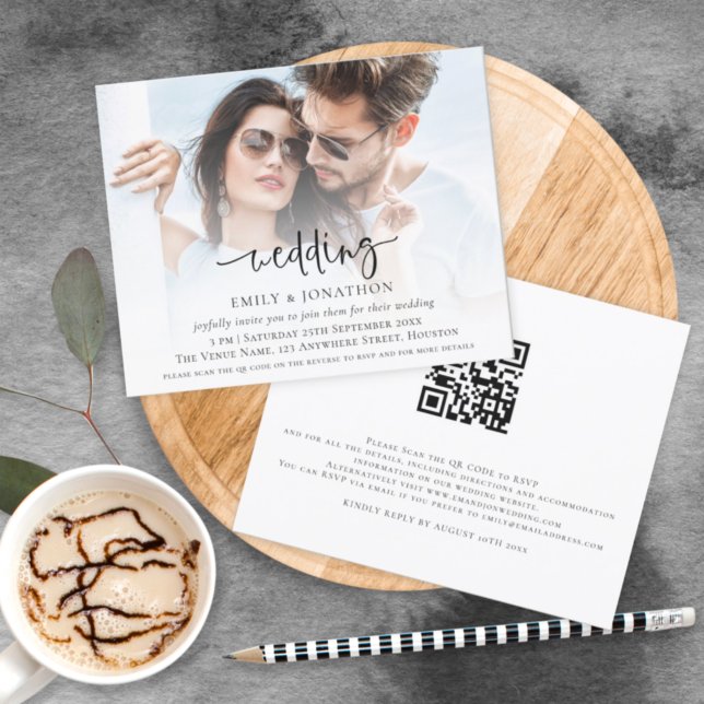 Papier Invitation de mariage de code QR de script budgéta (Créateur téléchargé)