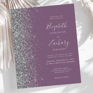 Papier Invitation de mariage de Parties scintillant argen