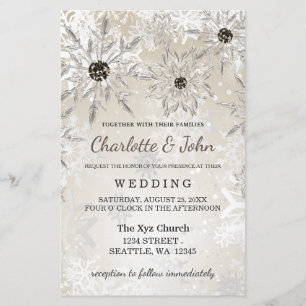 Papier Invitation de mariage d'hiver aux flocons d'or Bud