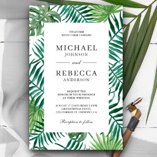 Papier Invitation de mariage économique à palmiers tropic