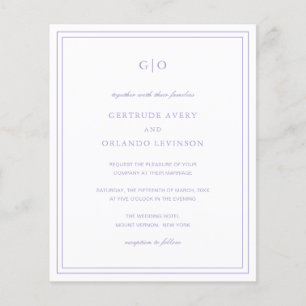 Papier Invitation de mariage élégante et économique lilas