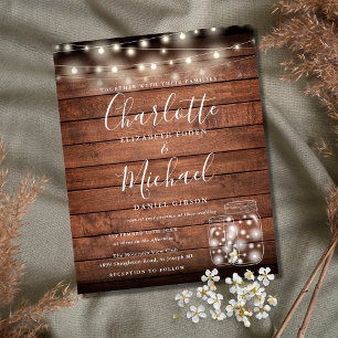 Papier Invitation de mariage en bocaux de maçon en bois r