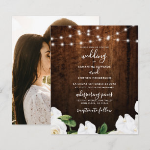 Papier Invitation de mariage en bois floral avec guirland