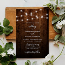 Invitation de mariage en bois rustique avec guirla