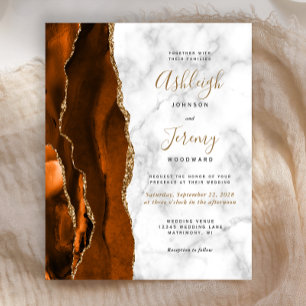 Papier Invitation de mariage en marbre d'agate orange brû