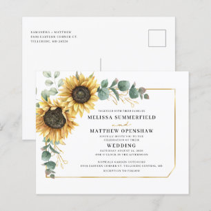 Papier Invitation de mariage Fleur de tournesol et Eucaly