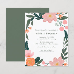 Papier Invitation de mariage Fleurs de jardin de cour arr