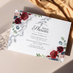 Papier Invitation de mariage floral Bourgogne à petit bud