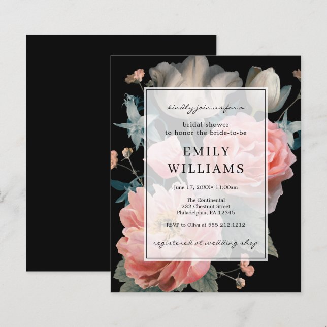 Papier Invitation de mariage floral romantique à petit bu (Devant / Derrière)