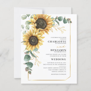 Papier Invitation de mariage florale au tournesol aquarel