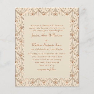 Papier Invitation de mariage formelle Art déco orange brû