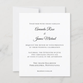 Papier invitation de mariage minimaliste moderne