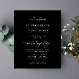 Papier Invitation de mariage minimaliste noir et blanc à