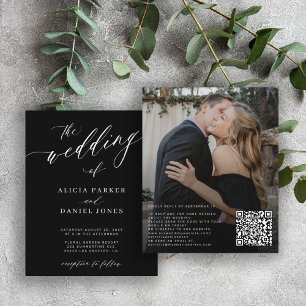 Papier Invitation de mariage moderne avec code QR budgéta