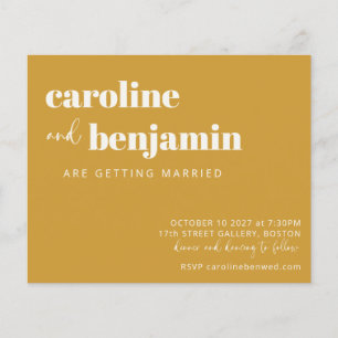 Papier Invitation de mariage moderne chic jaune gras budg