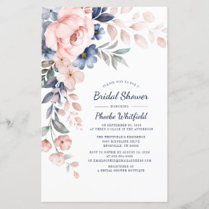 Papier Invitation de mariage moderne florale rose pour un
