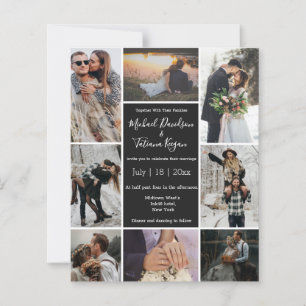 Papier invitation de mariage noire collage 8 photos budge