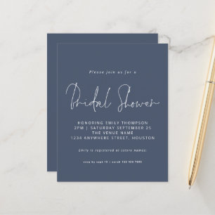 Papier Invitation de mariage pas cher Dusty Navy Blue pou