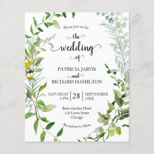 Papier Invitation de mariage pas chère avec verdure à l'a