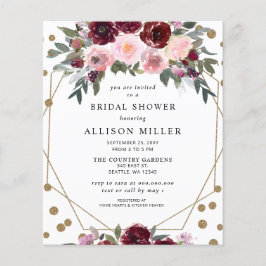 Papier Invitation de mariage pas chère Burgundy Gold