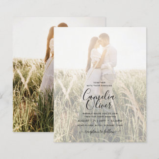 Papier Invitation de mariage photo budget classique blanc