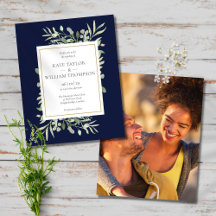 Invitation de mariage photo Budget Greenery Bleu m