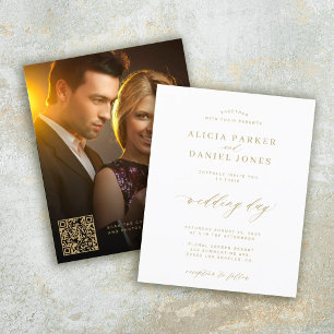 Papier Invitation de mariage photo code QR budgétaire