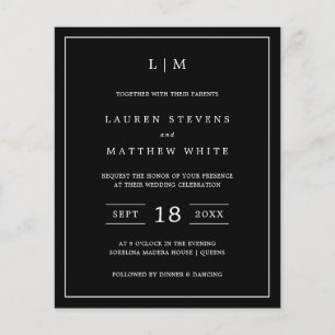 Papier Invitation de mariage simple et économique avec mo